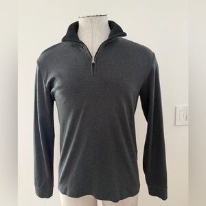 Hugo Boss Charcoal Knit Quarter Zip-Up